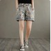 Organic Grey Patchwork Print Denim hot Pants