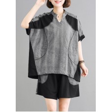 Elegant Cotton Long Shirts Vintage Spliced Cotton Linen Blouse And Shorts