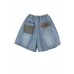 Blue Cotton pockets hot pants  Pants Summer