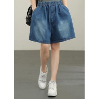 Blue Cotton pockets hot pants  Pants Summer