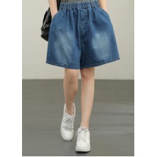 Blue Cotton pockets hot pants  Pants Summer