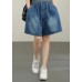 Blue Cotton pockets hot pants  Pants Summer